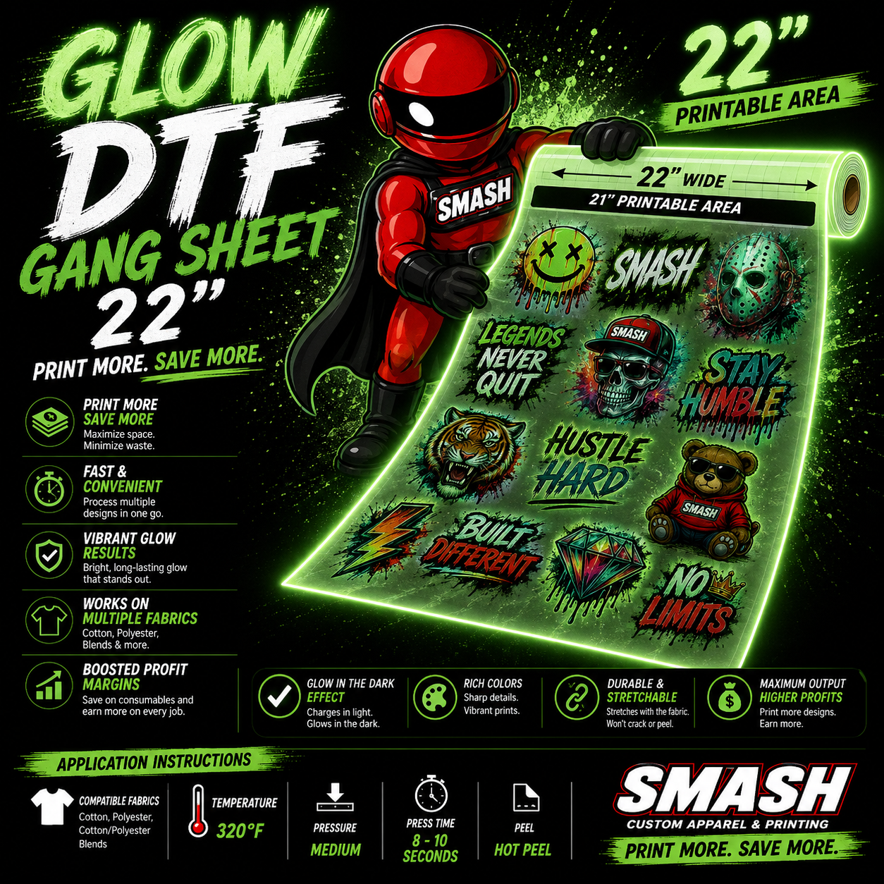 Ameriflex Glow DTF Gang Sheet Upload 22"