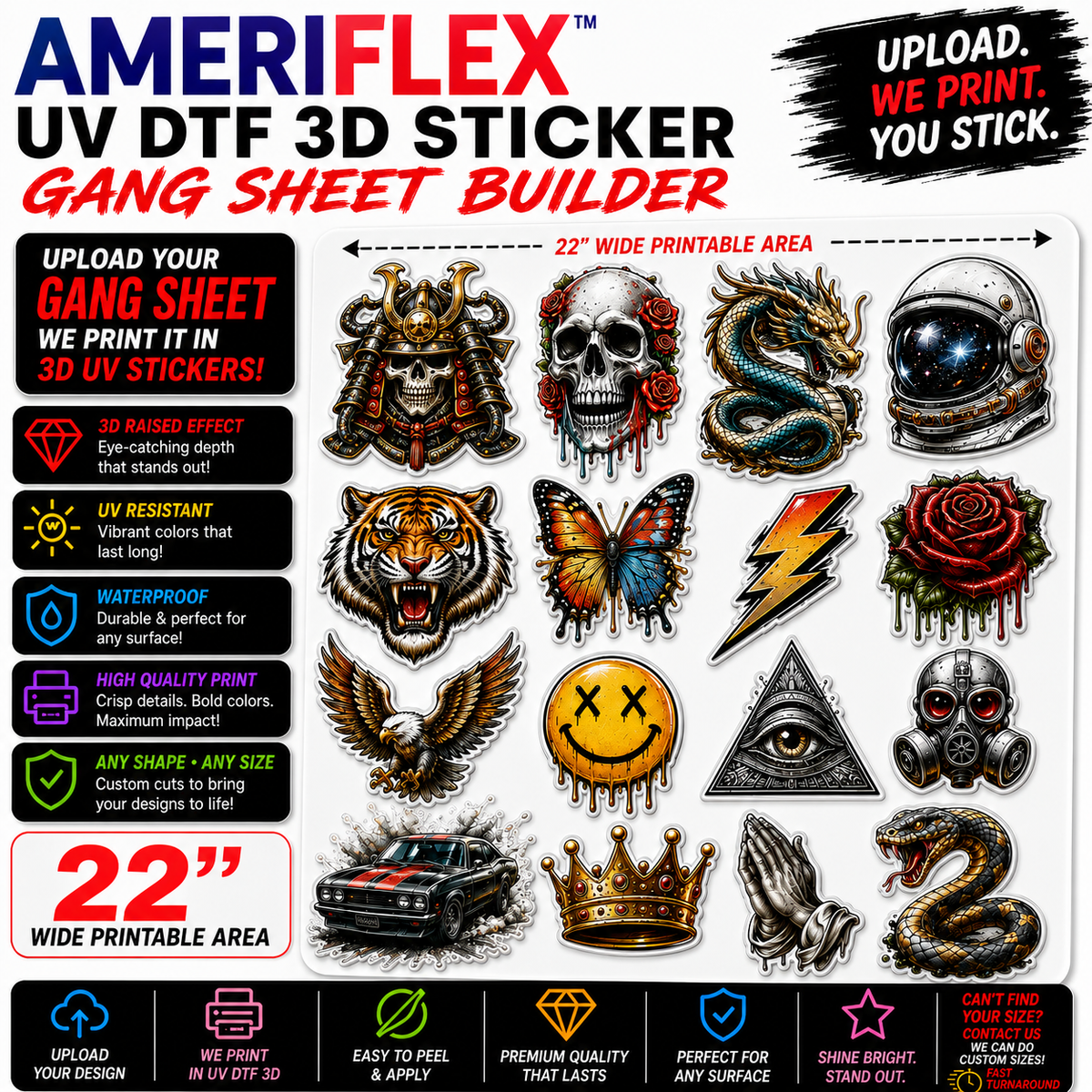 Ameriflex UV DTF 3D Sticker Gang Sheet Builder