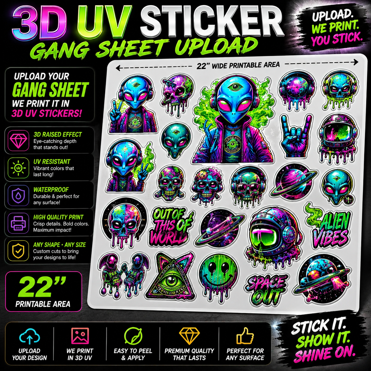 Ameriflex UV DTF 3D Sticker Gang Sheet Upload