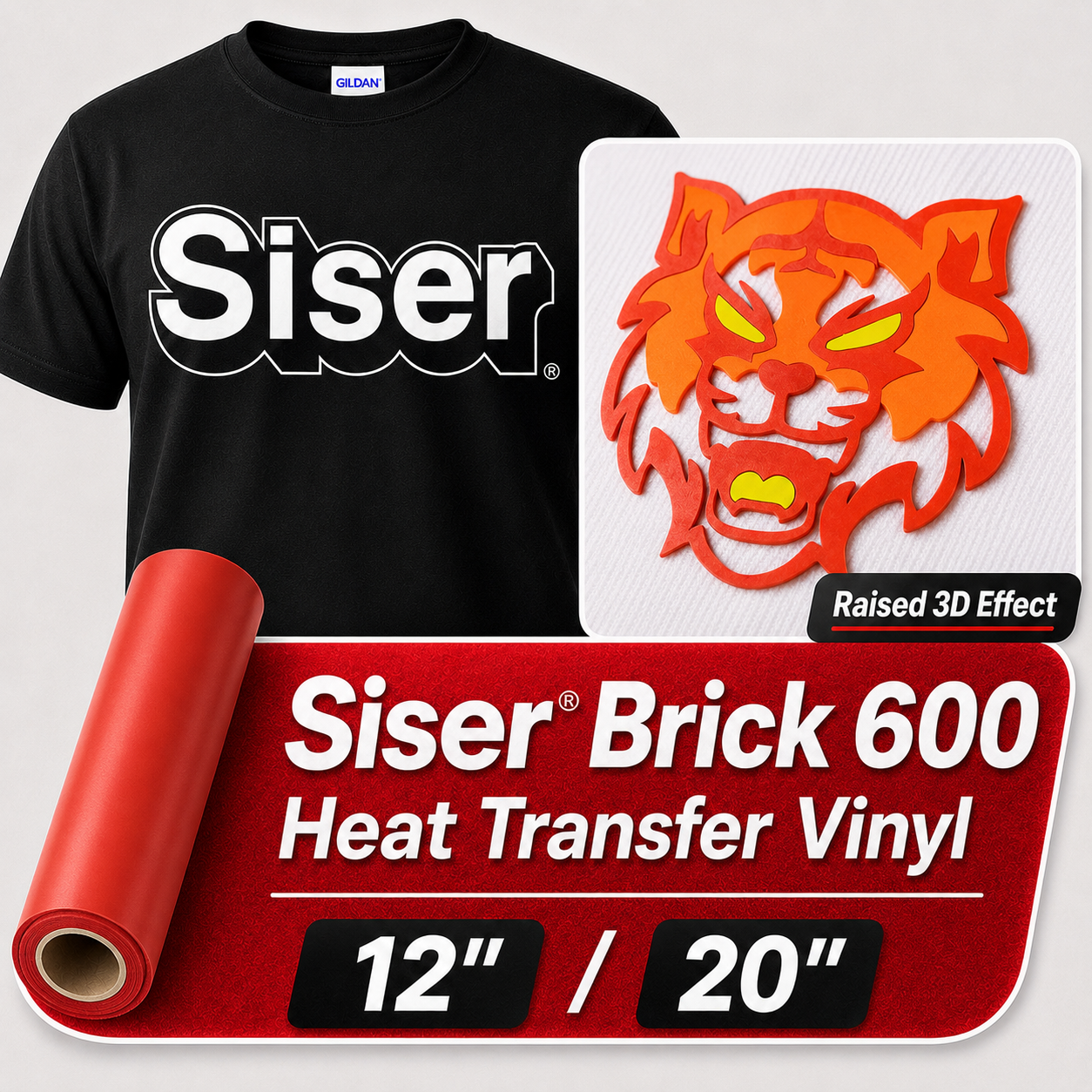 Siser Brick 600 heat transfer vinyl 12 inch and 20 inch rolls