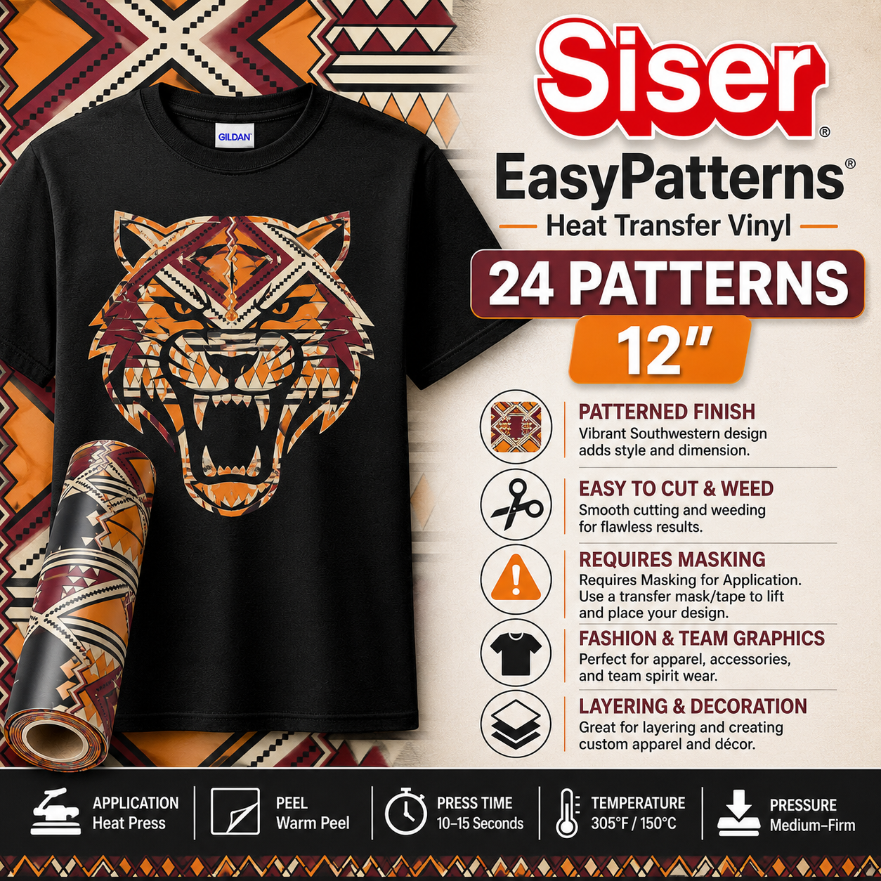 Siser EasyPatterns heat transfer vinyl - 24 pattern range