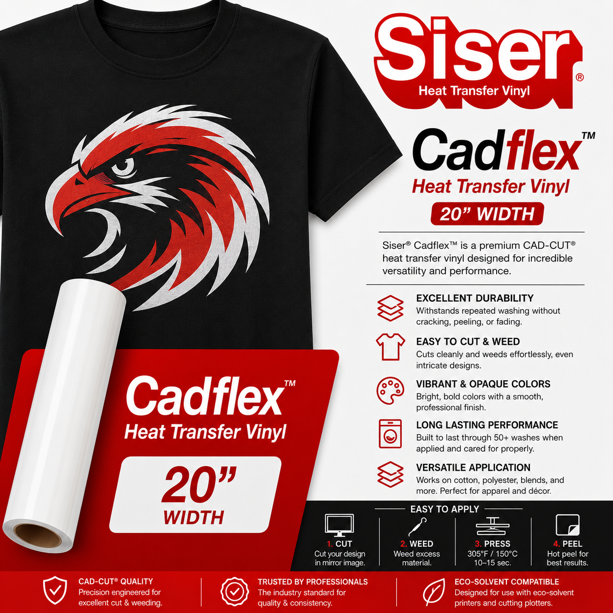 Siser Cadflex heat transfer vinyl 20 inch roll
