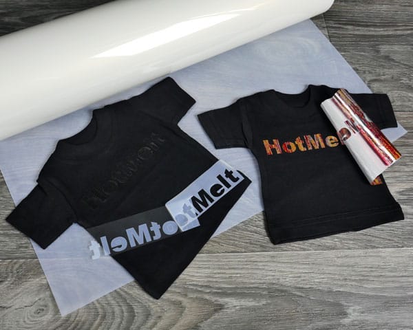 Siser HotMelt Film 20 inch roll with foiled and flocked shirts