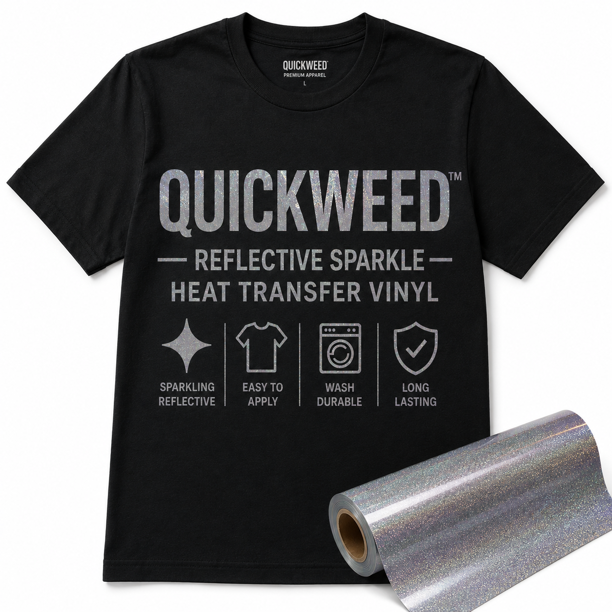 Quickweed™ Reflective Sparkle Heat Transfer Vinyl 20"X36"