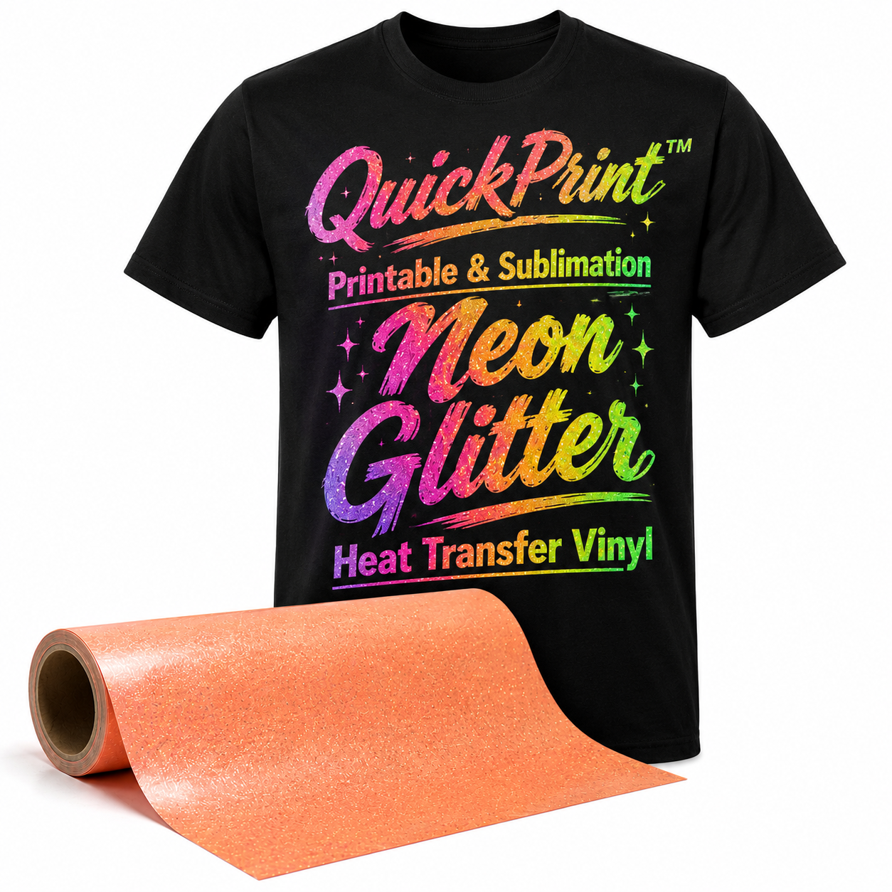 QuickPrint™ Printable & Sublimation Neon Glitter Heat Transfer Vinyl