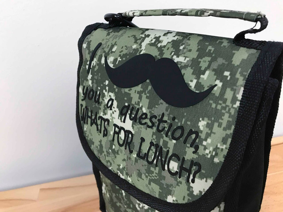 Siser Brick 600 raised design applied to a camo bag