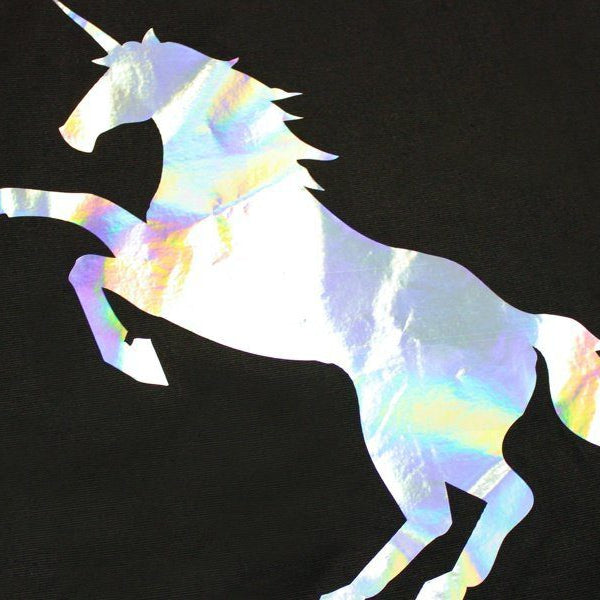 Siser Holographic unicorn design pressed on a shirt