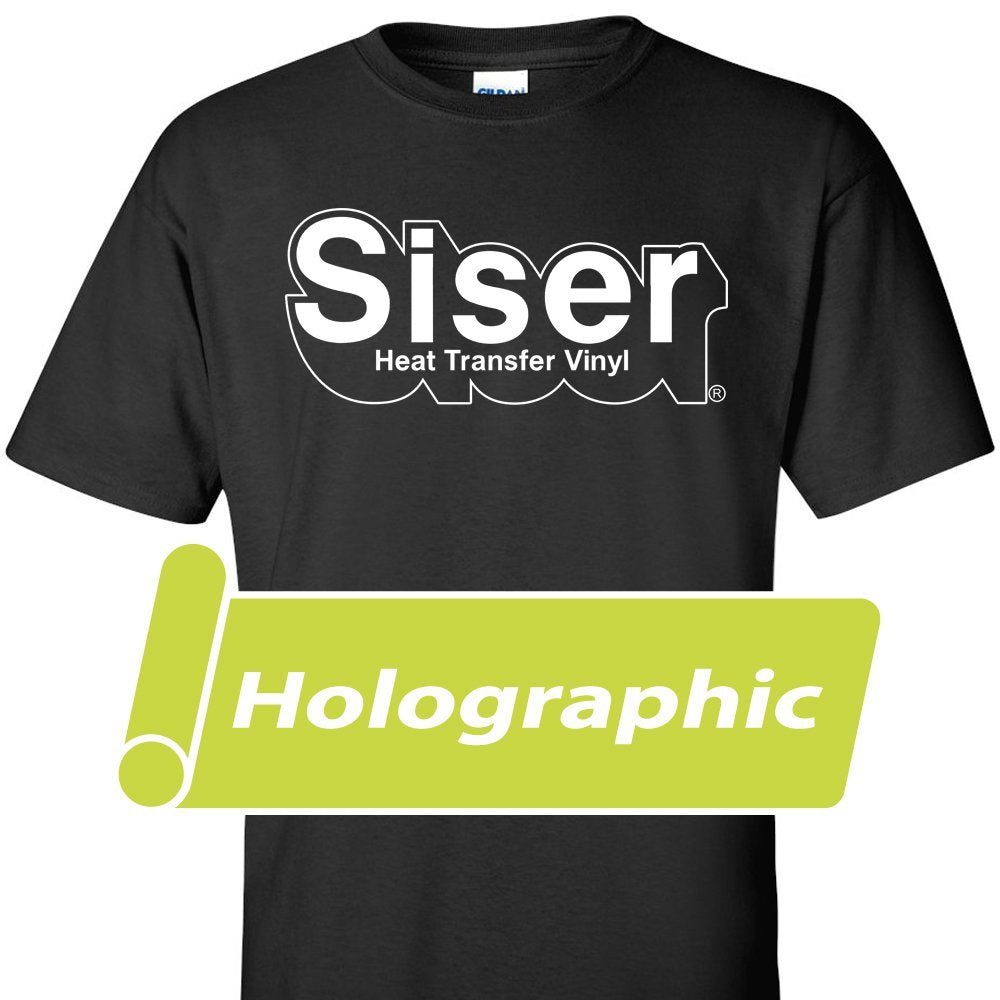 Siser Holographic heat transfer vinyl roll and shirt