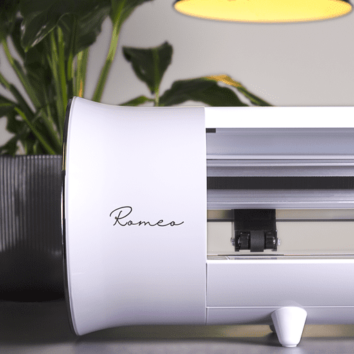 Siser Romeo cutter close-up with branded packaging